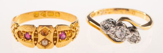 Two rings, including an 18ct gold early 20th century ring,