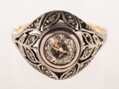 An Art Deco diamond and paste stone set bombé ring,