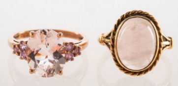 Two 9ct gold gem-set rings,