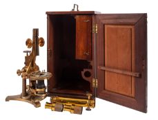 An early 19th Century W Bulloch, Chicago 1879 patent microscope.