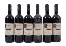 Six bottles of Prunaio 1997 Chianti wine. 75cl, 13.5% vol.