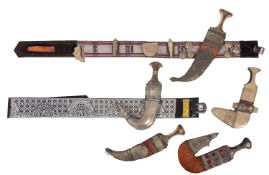 Five 20th Century Arabic daggers.