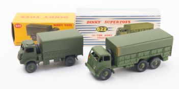Two Dinky diecast military trucks. Comprising one 10-ton army truck no.