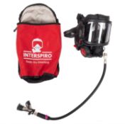 An Interspiro DSFRS Fire Rescue face mask, serial number 'M1922228' size small in storage bag.