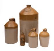 Five 20th Century stoneware cider flagons with Exeter interest.