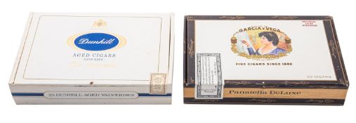 An unopened box of Dunhill Valverdes Aged cigars (25) together with a part box of La Flor de Garcia