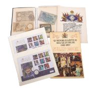 A collection of banknotes in an album,