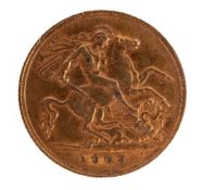 An Edward VII 1909 half sovereign.