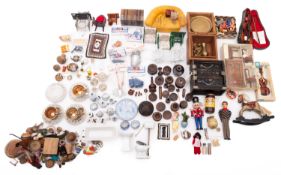 A collection of dolls house furniture and accessories.