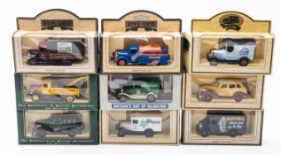 A collection of Lledo diecast vehicles.