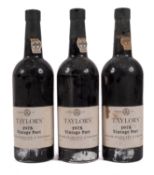 Three bottles of Taylors 1975 vintage port.