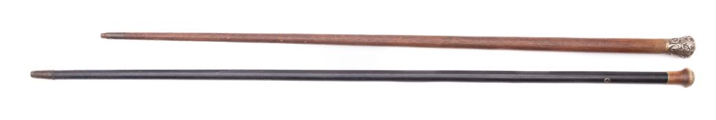 A Royal Air Force silver mounted walking cane.