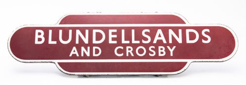 A 20th Century Blundellsands and Crosby enamel railway station sign.