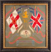 A late 19th/early 20th Century needlework regimental panel for the 76th Yorkshire regiment.