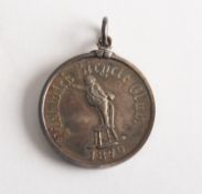 An 1870 silver plated Pickwick Bicycle Club medal awarded to Mr A L Radford.