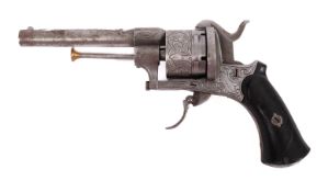 A Belgian Lefaucheux style pin-fire revolver.