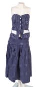 A 'Benny Ong' navy and white polka-dot two-piece set,