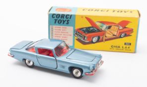 A Corgi diecast Ghia L6,4. Number 241, with blue body, chrome rims and in original box.
