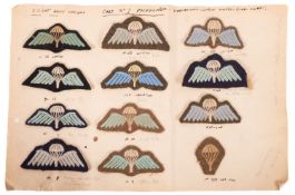 A group of Number 1 Parachute Regiment reproduction cloth shoulder badges.