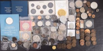Mixed British and world coins 1977 silver, five francs, £5 coins, etc.