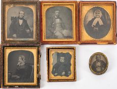 A group of twelve 19th century ambrotype portraits, various unknown sitters, cased and part cased,