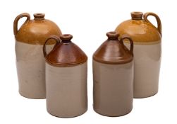 Four stoneware cider flagons - a pair of two gallon examples stamped Bristol,