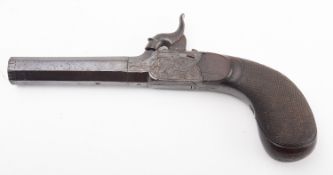A 19th century percussion cap boxlock pistol, unsigned,