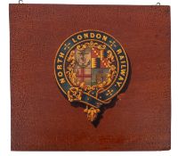 North London Railway; a painted and parcel gilt armorial panel.