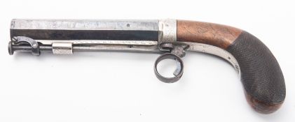 A 19th century Cooper's Patent underlever percussion cap pistol,
