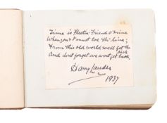 An early 20th Century brown leather bound autograph album containing mainly Actors signatures.