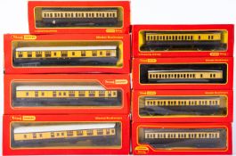 Eight Tri-ang/Hornby OO/HO GWR passenger coaches. All in cream and brown livery and boxed.
