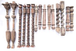 A set of four barley twist columnar supports.