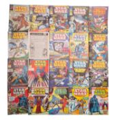 A collection of late 1970s Star Wars Weekly magazines. An incomplete run between no. 13 and no.