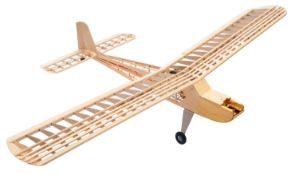 A part complete wooden model of a single wing aeroplane,