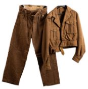A post war 1949 pattern Battle dress blouse and trousers,