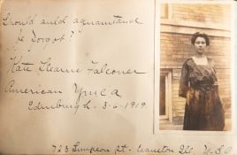 An early 20th Century cloth bound autograph book belonging to Lena Smythe.