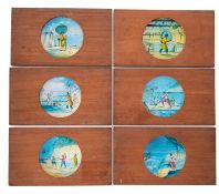 A set of six Robinson Crusoe related magic lantern slides.