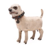 A clockwork model of a Pug dog, with glass eye and painted face,