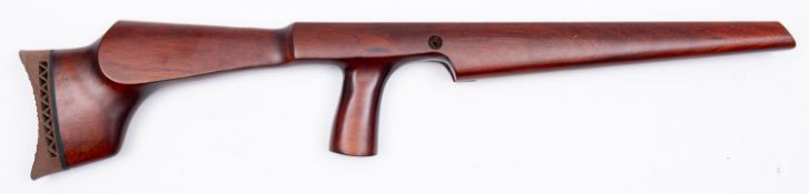 A Logun PCR-1 air rifle mahogany stock. Having a rubber butt plate and 16' length of pull.