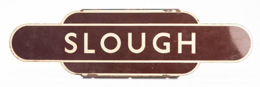 A 20th Century enamel railway station sign for Slough.