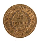 An 1813 Napoleon 20 Francs coin.