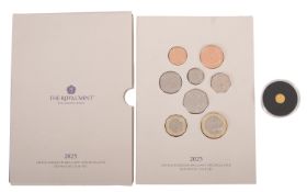 A 2025 uncirculated Royal Mint set with a 0.5 gram .999 Gold Victory in Europe coin.