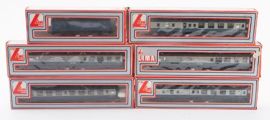 Six Lima OO/HO British Rail passenger coaches. Including composite and buffet coaches, all boxed.