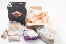 A collection of various doll parts.