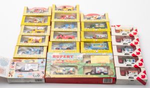 A collection of Lledo Rupert Bear diecast vehicles.