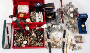 An accumulation of various wristwatches , various makers including Sekonda, Ingersol and others,