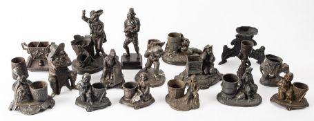 A collection of early 20th century spelter vestas, mainly figural ,