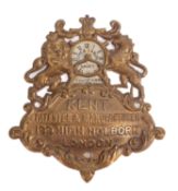 A late 19th /early 20th century repousse brass nameplate 'Kent.