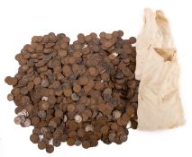 A large quantity of pre decimal pennies, including Victorian, Edwardian, George V, etc. (4 bags).
