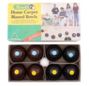 A set of Henselite Junior carpet bowls.